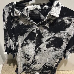 No Boundaries Black and White Casual Button Down Shirt